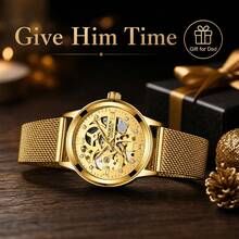 Men's Luminous Waterproof Stainless Steel Automatic Mechanical Watch, Luxurious Business Watch, For Daily Wear, Gift, Birthday, Halloween, Christmas - Multicolor - View 9