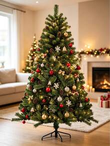 1pc Artificial Christmas Tree, With Metal Stand, Full Dense Branches, Easy Assembly, Reusable, Great For Christmas Scenery, Suitable For Shop & Home Decoration, Indoor & Outdoor Use, Christmas Tree Only, Accessories Not Included - Multiple Specifications - View 6