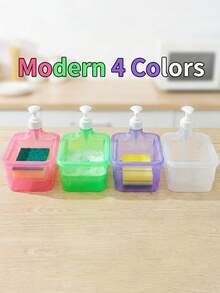 Press-Type Soap Dispenser Bathroom Refillable Bottle Brush Soap Dispenser Soap Dispenser Bathroom Kitchen Cleaning Soap Dispenser Soap Dispenser Box Press-Type Detergent Box Square Sponge Brush Box Divided Storage Box Kitchen Essentials Bathroom Decor - Multicolor - View 11