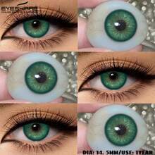 Eyeshare 2片裝綠色軟式彩色隱形眼鏡 時尚美瞳眼妝用瞳孔美化鏡片 - 綠色 - 查看 4