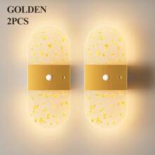 Crystal Sensor Wall Light Acrylic Wall Lamp USB Night Light Decorative Wall Light Wireless Wall Light Battery Powered Alloy Design Rechargeable Magnetic Night Light Suitable For Hallway, Cabinet And Room Decoration - Round Multicolor - View 2