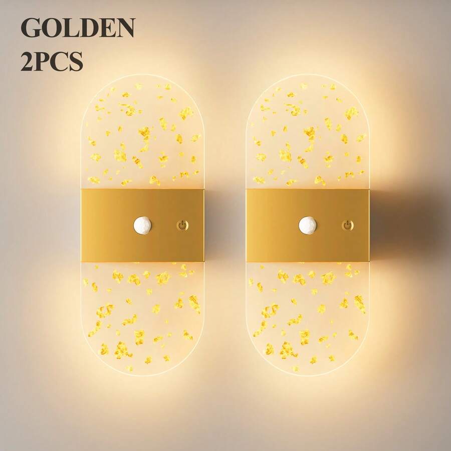 Crystal Sensor Wall Light Acrylic Wall Lamp USB Night Light Decorative Wall Light Wireless Wall Light Battery Powered Alloy Design Rechargeable Magnetic Night Light Suitable For Hallway, Cabinet And Room Decoration