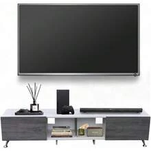Centro de Entretenimiento London para TV hasta 90" - Diseño Elegante, Amplios Espacios, Resistente, Elaborado en melamina de Alta Resistencia, Fácil Armado Color Blanco Gris - Blanco - Ver 3