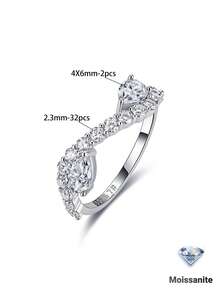 S925 Sterling Silver Moissanite Intertwined Twisted Arm Ring, Romantic Gift For Lover, Engagement And Confession - Multicolor - View 6