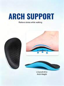 2 Pairs EVA Arch Support Half-Size Insoles, Shock-Absorbing Soft Foot Protection Shoe Pads For Sports And Casual Shoes - Blue - View 4