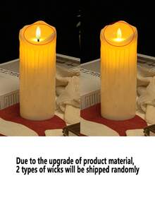 Lilin LED Tanpa Api Ukuran Besar, Lilin Pilar LED Berkedip Bertenaga Baterai, Lilin Pernikahan Plastik, Lilin Meja, Cocok Untuk Restoran, Bar, Dekorasi Rumah, Hari Valentine, Pengakuan Cinta, Lampu Lilin Suasana, Lampu Dekorasi Ruangan - Krem - View 9