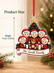1pc Custom Name Santa Family 2026 Christmas Ornament, Personalized Family Name Acrylic Christmas Tree Hanging Decor, Family Holiday Keepsake Gift,Christmas Gift - Red - View 7