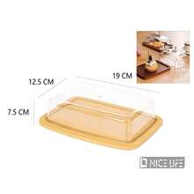 Bamboo Base + Transparent Dust Cover: Butter Dish / Cake Stand – Dust-Proof Display Tray For Afternoon Tea Snacks And Bread - View 11