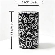 1pc Black & White Graffiti Pattern Odor-Proof Sealed Storage Box - Vacuum Sealed Locking Portable Plastic Storage Container With One-Touch Button, & - Similar To Odor-Proof Box, Discreet Lock, Suitable For Cigarettes, Travel Supplies - Double hole-white - View 9