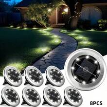 VOLACI 1/4/8/12pcs Mini 8LED Solar Ground Lights, Waterproof Stainless Steel Outdoor Solar Landscape Lights, Suitable For Garden Paths And Driveways, Solar Powered Lighting Fixtures, No External Power Required - In-ground Light - View 7