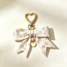 Floral Bow Keychain, Bag Charm, Casual Bohemian Style, Party & Daily Street Wear Versatile, Elegant Design, Zinc Alloy Material, All Season Use - Pink - View 4