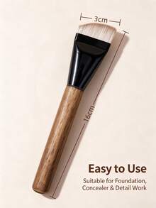 1pc Angled Wide Head Foundation Brush, Mask Brush, Wooden Handle, No-Streak Non-Absorbent, Foundation Liquid Makeup Brush, Portable For Beginners - Multicolor - View 6