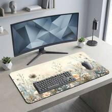 Exquisite Floral Stamen Light Tone Pattern Gaming Mouse Pad, Non-Slip Rubber Desk Mat, Smooth Sliding Surface, Suitable For Computer Laptop Office Home, Soft Abstract Art Decoration, Back To School Supplies - A - View 7