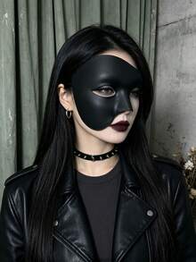 1pc Unisex Gothic Style Half Face Mask, Masquerade Party Costume Prop, Venetian Style Halloween Mask, Groom Groomsman Wedding Facial Decoration, Suitable For Daily Parties And Festivals Wear - A - View 2