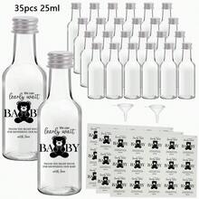 3/35個 0.85/1.7盎司迷你飲料分裝瓶，附熊圖案感謝貼紙，空塑膠瓶含蓋子與漏斗，嬰兒派對桌飾派對用品，適用新生兒歡迎、性別揭曉、洗禮、受洗及賓客禮物 - H26-透明 - 查看 20