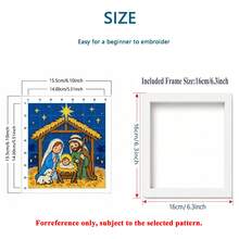 Christmas Cross Stitch Kit, Nativity Scene With Manger, Complete Set With Frame And Tools, 15*15cm DIY Handmade, Virgin Mary And Baby Jesus, Religious Holiday Gift - Multicolor - View 3