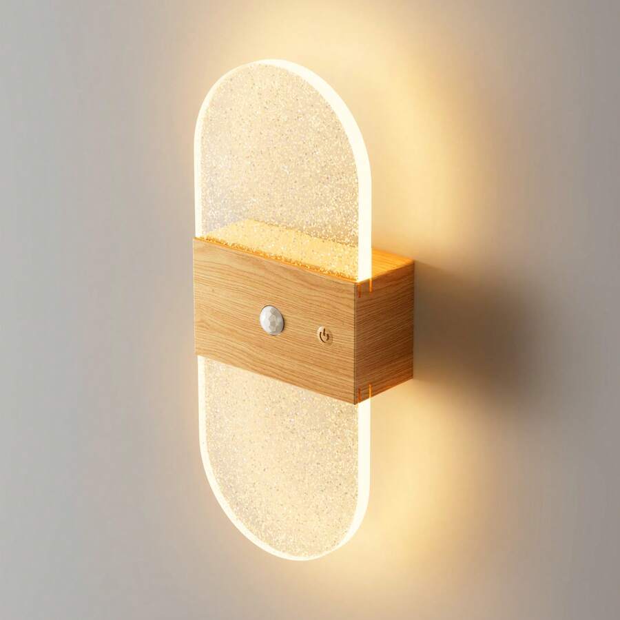 Crystal Sensor Wall Light, Acrylic Modern Wall Lamp, Indoor Sensor Wall Light, Battery Powered, Adjustable Color Temperature And Brightness, Suitable For Hallway, Bathroom, Bedroom, Kitchen, Home Decor, Living Room Decor