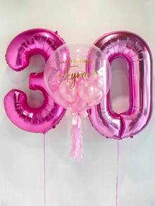 1pc/2pcs 40 Inch Large Number Balloon Rose Red Foil Large Number Balloon Suitable For Birthday Party Supplies Decoration Outdoor Photo Props - 40 Inch Rose Red Digital - View 8