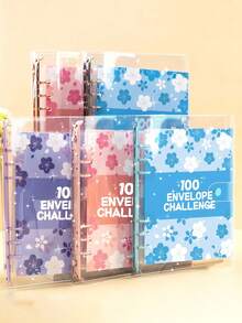Floral 100-Day Savings Challenge Notebook, Budget Planner Binder With Cash Envelopes And Memo Pages, Daily Planning Financial Goal Savings Organizer, Suitable For Home, Office, Travel, Holiday Gift And Personal Organization Management - Multiple Styles - View 2