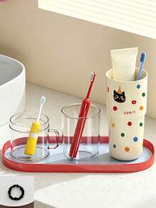 1pc Stylish Cylindrical Detachable Design, Multi‑Purpose 3‑In‑1 Toothbrush Cup, Portable Travel Mouthwash Cup, Toothpaste Storage Holder, Bathroom Decor And Accessories, Bathroom Storage, For Home Bathroom, Camping & Holiday Trips - Multicolor - View 11