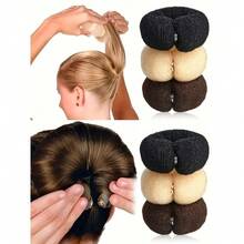 Mesh Bun Hair Scrunchie, Elastic Knit Fabric, Donut Flower Bud Design, Easily Create Full Bun Hairstyle, Simple Operation And Not Easy To Fall Apart, Suitable For Adult Women Daily Commute, Work, Date, Party Wear, Versatile Minimalist Hair Accessory, Can Be Used As Exquisite Small Gift For Holidays - A - View 2