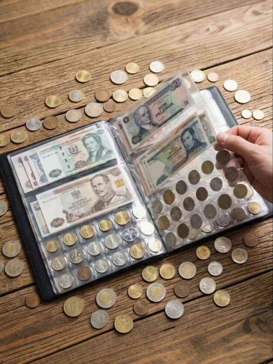 Coin Collection Album, Coin, Currency, Paper Money, Stamps Collection Book, Banknote Album For Collectors, Hobbyists, Currency Holder For Bills And Coin Collecting, Suitable For Storing Ancient Coins And Commemorative Coins - Multicolor - View 1