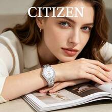 CITIZEN Women's Controlled -Drive Watch Brushed Silver Stainless Steel Link Bracelet Matte White Dial Luminous Bar Indexes Practical Ladies Watch - Silver - View 3