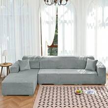 1pc Solid Color Silver Fox Velvet Full Coverage Elastic Sofa Cover, Soft And Cozy Knitted Texture, Snug Fit To Furniture Contour, Machine Washable, Creates Comfortable Living Room Home Atmosphere All Season - Light Grey - View 8