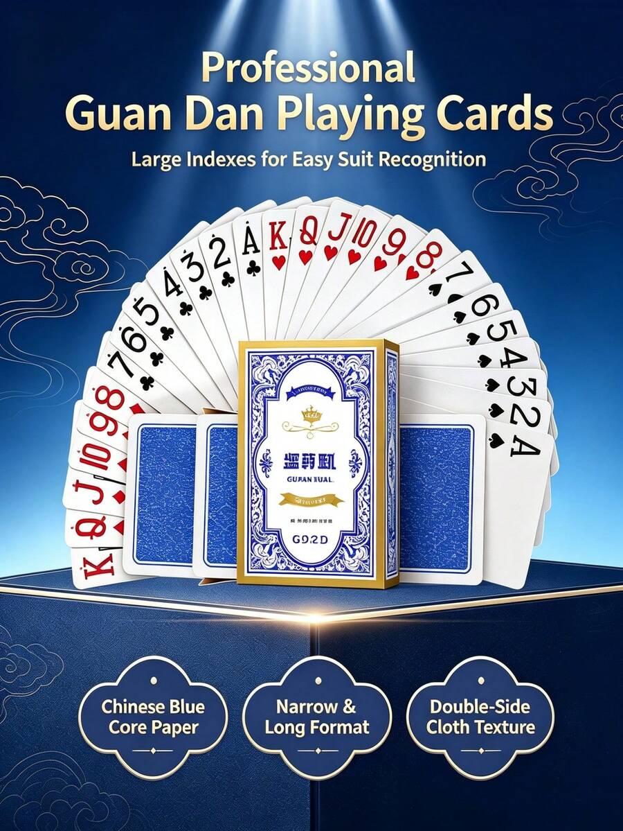 4-Color Poker Cards For Tournaments, Blue Core Paper Cards With Slim Design, High-Quality And Stylish Competition-Grade Playing Cards, Ideal For Home And Tournament Use - Multicolor - View 1