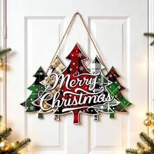 1pc Wooden Christmas Tree Shaped Merry Christmas Door Hanging Decoration, Holiday Entrance Decor - A - View 6
