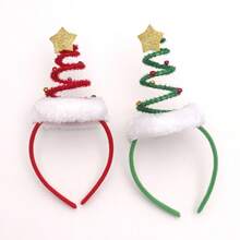 1pc/New Christmas Tree Shaped Headband Adult Party Decoration Cute Christmas Tree Headband Hair Accessory - Multicolor - View 3