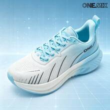 ONEMIX 2026 新款男士時尚運動休閒跑鞋,舒適吸震輕量透氣網布慢跑鞋,馬拉松訓練健身運動鞋,戶外登山防滑男鞋,日常走路休閒男士運動鞋,氧氣空間氣泡中底技術吸震輕量彈性運動鞋,中性款 - 賓利藍 - 查看 4