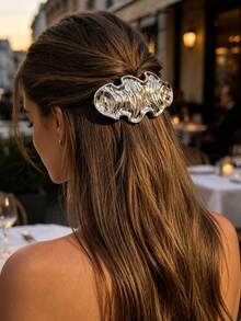 1pc Metal Texture Hair Barrette For Women, Irregular Wavy Wave Spring Hair Clip,For Half Up Elegant Hair Accessories For Daily Party Wedding - Multicolor - View 2