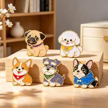 Cute Puppy Enamel Pin Set, Pug Corgi Bichon Schnauzer French Bulldog Brooch, Metal Dog Pin For Backpack Jacket Hat, Lovely Jewelry Gift For Dog Lovers - Multicolor - View 4