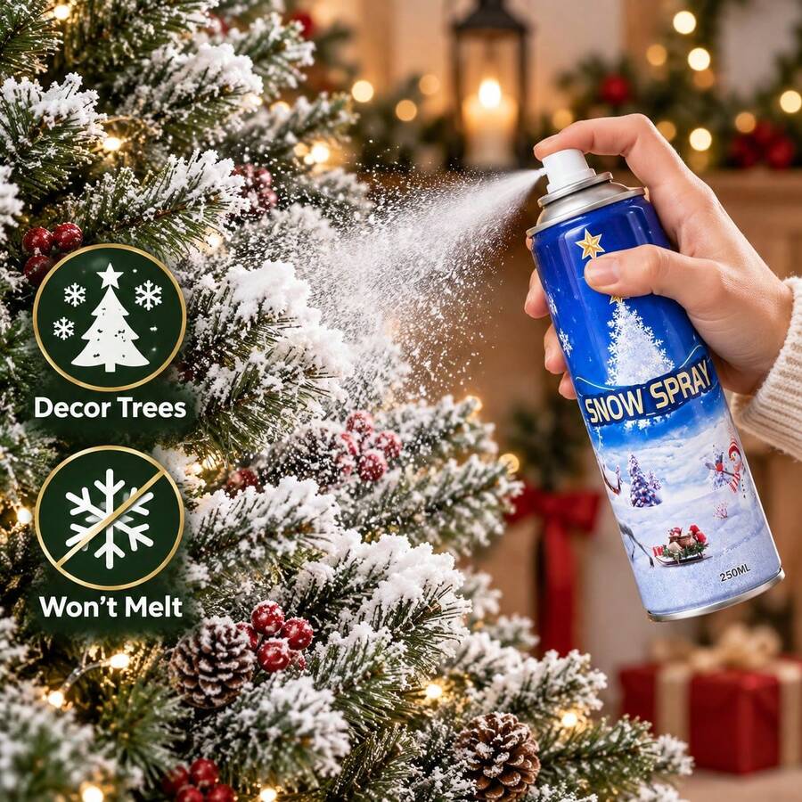 Festive Snow Spray For Tree, Window, Door Holiday Decoration, 250ml / 350ml – Non-Melting Effect - View 1