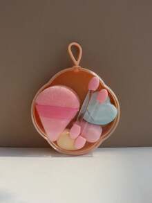 A Set Of Cute Multi-Shaped Makeup Sponge Beauty Products | Soft Plush Texture | With Storage Box | Portable For Travel - Multicolor - View 14