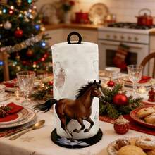 Running Brown Horse Acrylic Standing Tissue Holder, Cute Elegant Horse Pattern Tissue Storage Rack, Kitchen Living Room Dining Room Desktop Tissue Holder, Multi-Scenario Applicable Tissue Holder, New Year Horse Year, Racing Horse - View 3