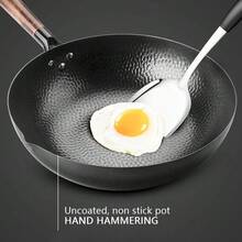 32CM Household Pure Iron Wok, Non-Coated Cast Iron Pan, Compatible With Gas & Induction Cookers - View 7