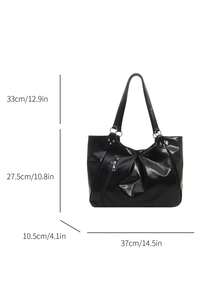 Large Capacity Women's Shoulder Bag Tote Bag, Versatile For Commuting, Going Out, Work, Shopping, Minimalist Large Bag - Black - View 4