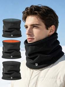 1pc Multifunctional Double Layer Fleece Neck Warmer Face Mask, Unisex Skiing Cycling Cold Weather Neck Gaiter - Multicolor - View 1