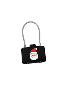 Steel Wire Rope Combination Padlock, Christmas Theme Pattern, Mini Digital Combination Lock, Portable Combination Lock, Anti-Theft Password Padlock, Suitable For Luggage, Storage Boxes, Storage Containers, Great Gift Choice For Halloween, Thanksgiving - Black - View 14