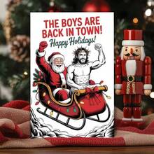 1pc Funny Pop Culture Christmas Card, High-Quality Paper With Envelope, Perfect For Family, Friends, Classmates, Colleagues, Christmas Gift, Christmas Eve, Holiday Party Decoration, Also Suitable As Birthday Gift, Fits Anyone - Sets - View 1