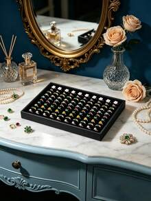1pc 100-Slot Velvet Necklace Tray, Desktop Jewelry Display Tray, Jewelry Dust-Proof Box, Necklace Jewelry Storage Display Tray, Multi-Functional Jewelry Display Tray, Necklace & Bracelet Storage Box, Women's Storage Organizer, Travel Essential Gift, Back To School Gift - Multicolor - View 8