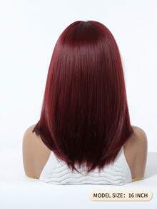 16 Inch Women's Short Burgundy/Gradient Gray Layered Clavicle Length Wig, Natural Straight Look Heat-Resistant Fiber, Breathable Rose Net Cap, Suitable For Daily Wear, Commuting, Party, Date, Fashion Head Accessory - Multicolor - View 4