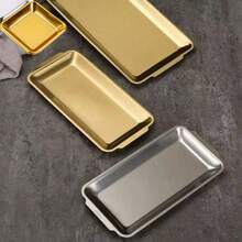 1pc Gold Square Stainless Steel Mirror Metal Sterilization Tray, Suitable For Storing Tattoo Tools, Nail Art Accessories, Or As Home Desktop Storage Tray - Gold - View 5
