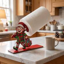 1/3pcs Christmas Paper Towel Holder Wooden Santa Snowman Roll Stand Tissue Dispenser For Kitchen Countertop Party Dining Table Bathroom Vanity Holiday Winter Home Tabletop Decor - Multicolor - View 8
