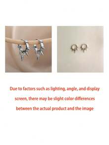 زوج من أقراط شكل الحمضيات للجنسين من الطراز الجوثي، أقراط تزيينية على شكل الأقراط البسيطة كاكسسوار للحفلات - فضي رمادي - مشاهدة 3
