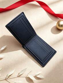 1pc Black Embossed Men's Short Wallet, Durable PU Leather, Multi-Card Slot Card Holder, Slim Business Casual Wallet, Daily Commute, Travel, Birthday Gift, Father's Day Gift - Black - View 5