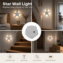 Motion Sensor Star Projection Night Light, Magnetic Cordless LED Lamp, 6 RGB Dimmable Touch Control, USB-C Rechargeable, For Bedroom Closet Hallway Stair Wall Decor - 10*10cm - View 6