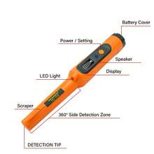 Treasure Hunter Handheld Metal Detector Pinpointer Pointer Probe Anti-Scratch Metal Pinpointing Waterproof 360 Degree Scan - Orange - View 3